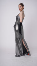 Glimmer Long Curvy Dress – Lycra Sequined Fabric