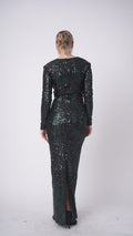 Rochelle Green Long Curvy Dress – Sequined Gown