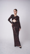 Rochelle Red Long Curvy Dress – Sequined Gown