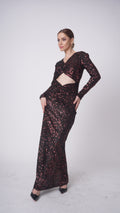 Rochelle Red Long Curvy Dress – Sequined Gown