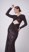 Rochelle Red Long Curvy Dress – Sequined Gown