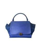 Celine Blue Leather and Suede Medium Trapeze Top Handle Bag