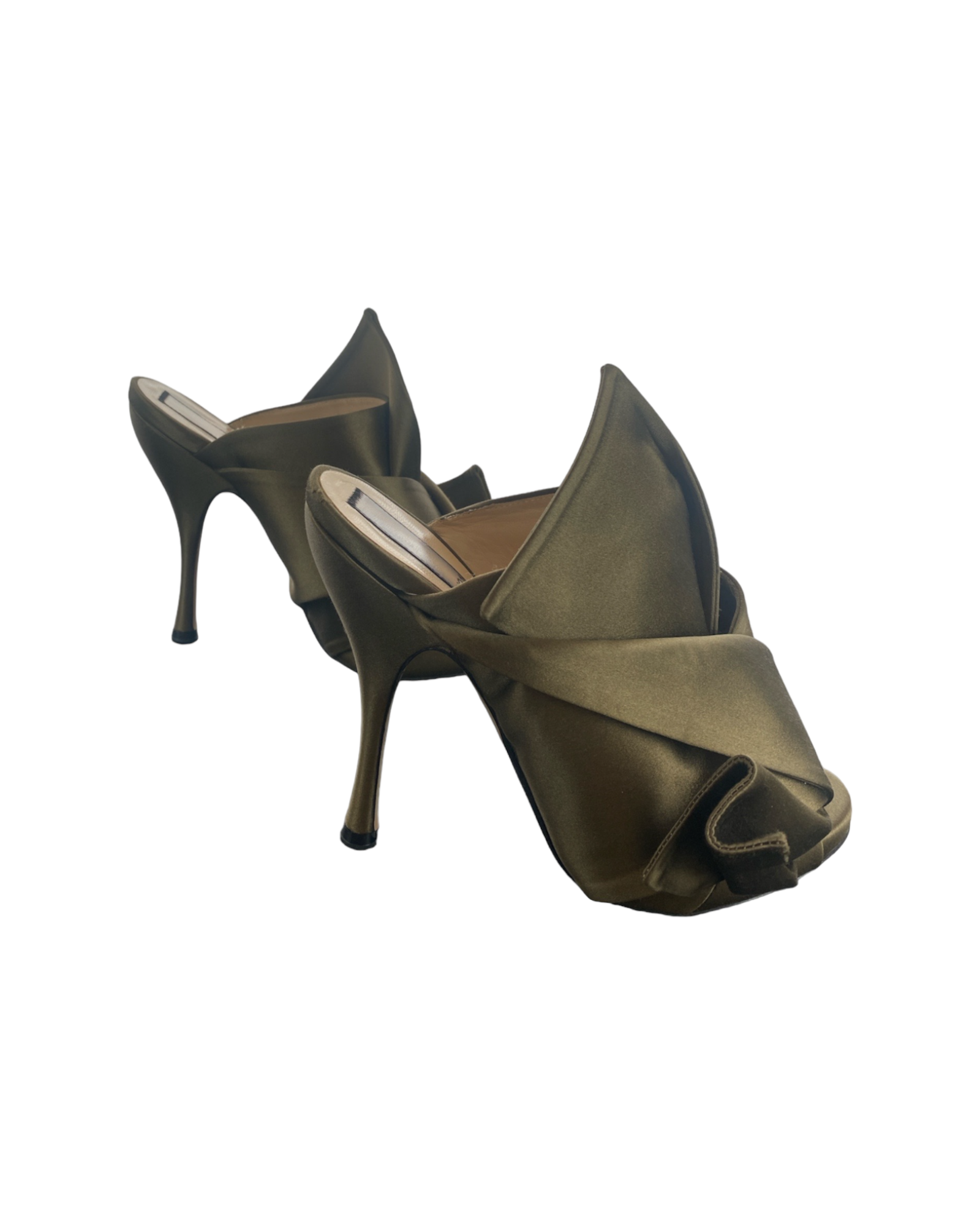 Nº21 Green Satin Bow Mules