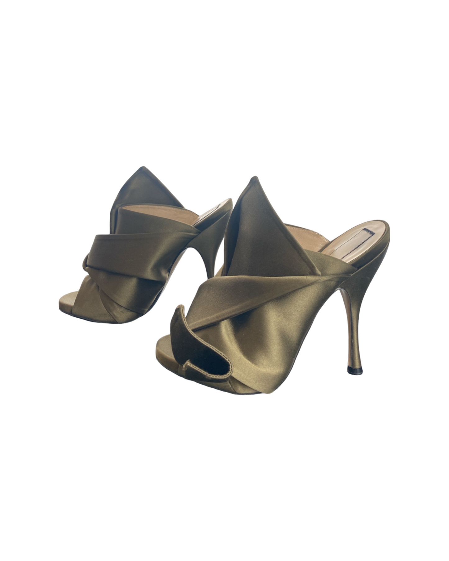 Nº21 Green Satin Bow Mules