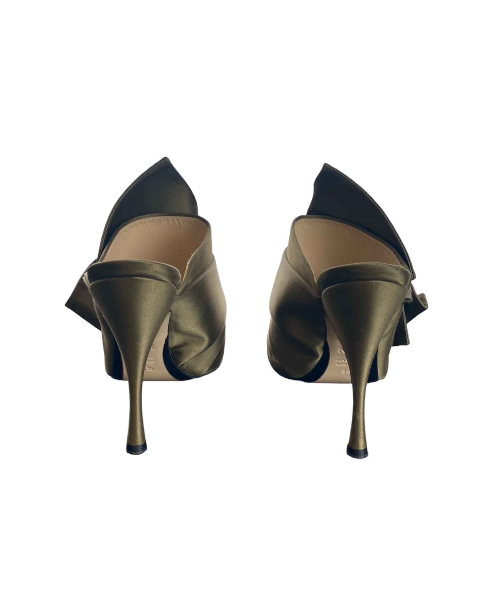 Nº21 Green Satin Bow Mules