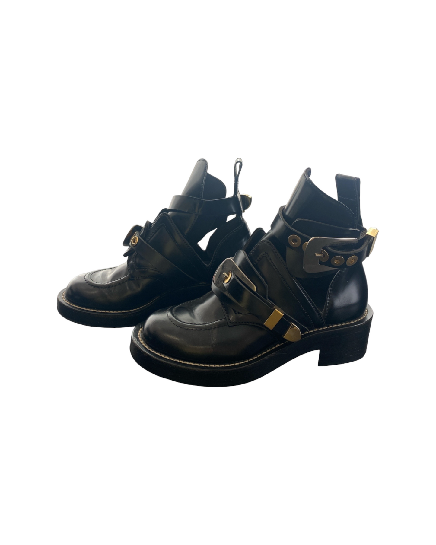 Balenciaga Leather Buckled Boots