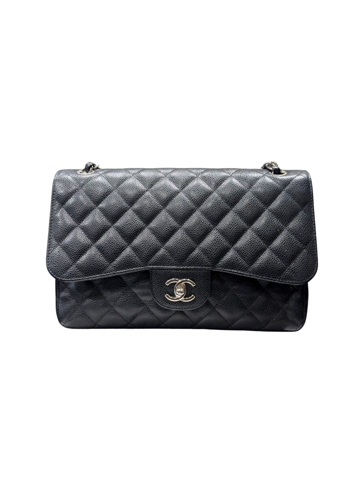 Chanel Jumbo Caviar Double Flap Black Leather Bag