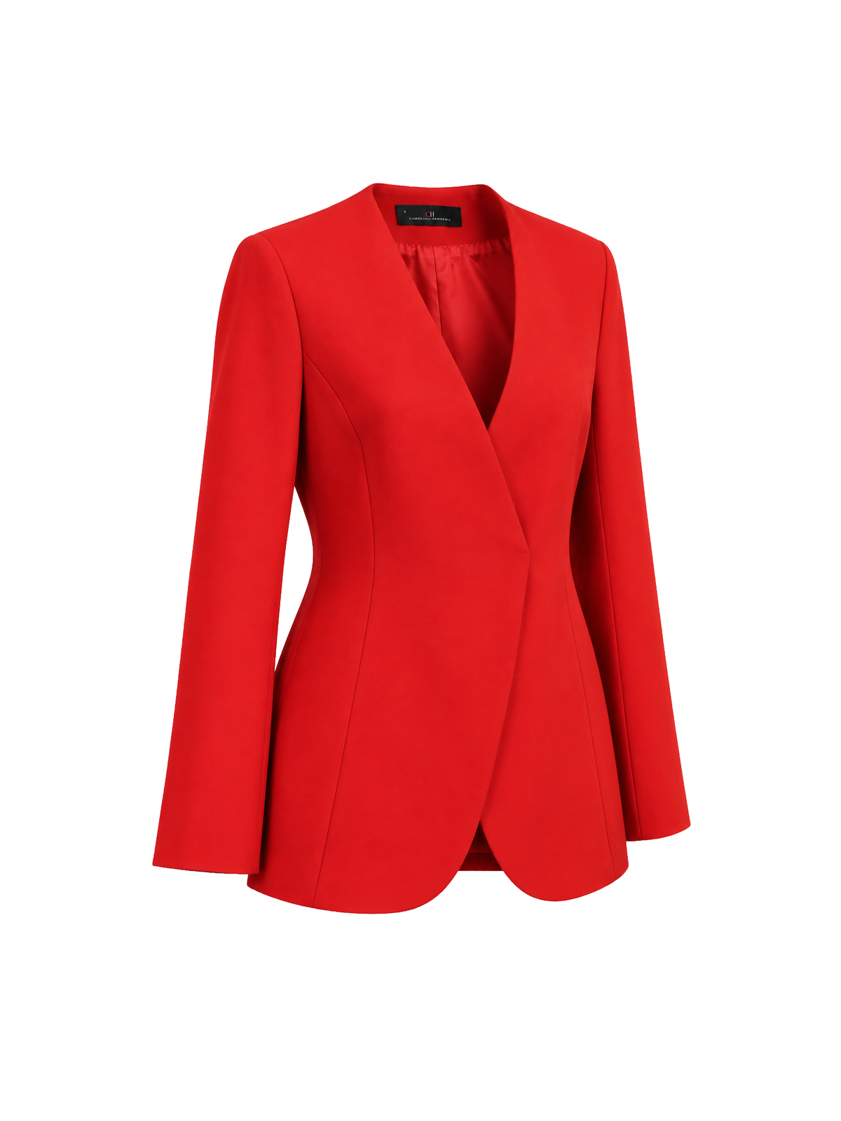 Carolina Herrera Red Collarless Blazer