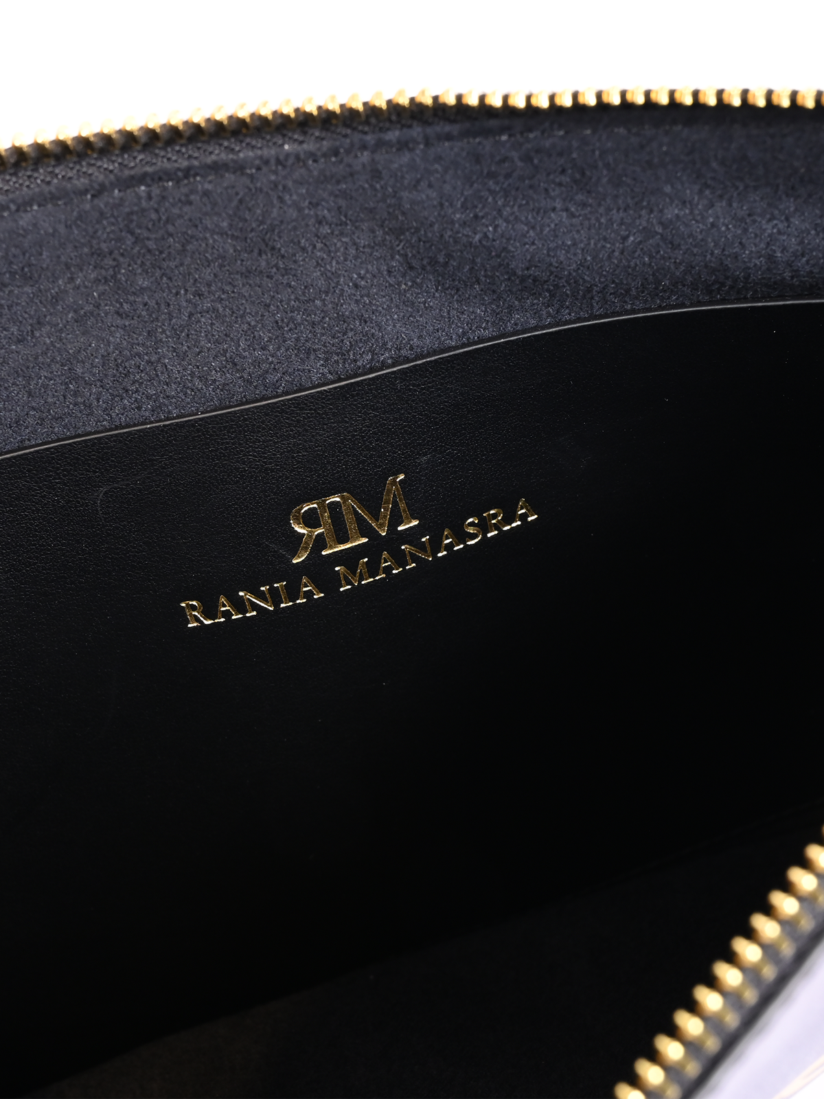 Rania Manasra Black Leather Pouch Clutch