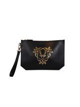 Rania Manasra Black Leather Pouch Clutch