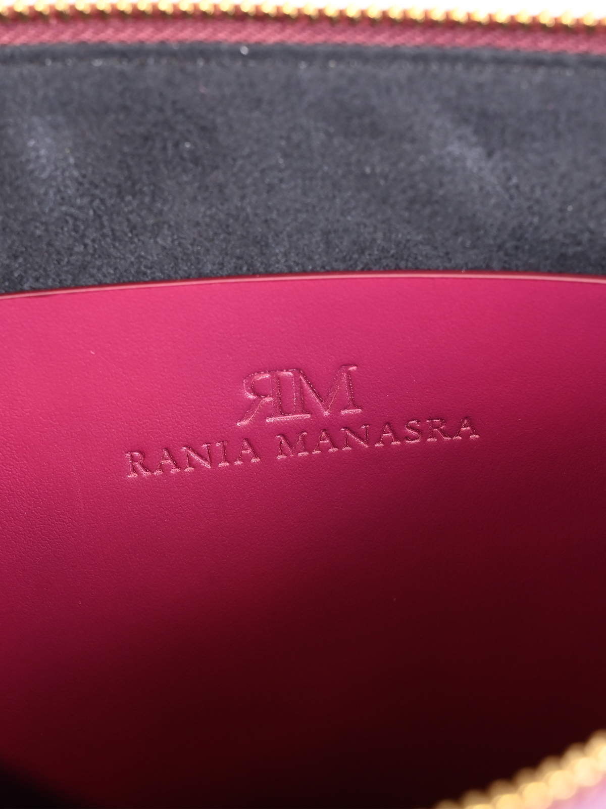 Rania Manasra Burgundy Leather Pouch Clutch