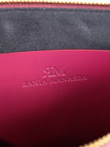 Rania Manasra Burgundy Leather Pouch Clutch