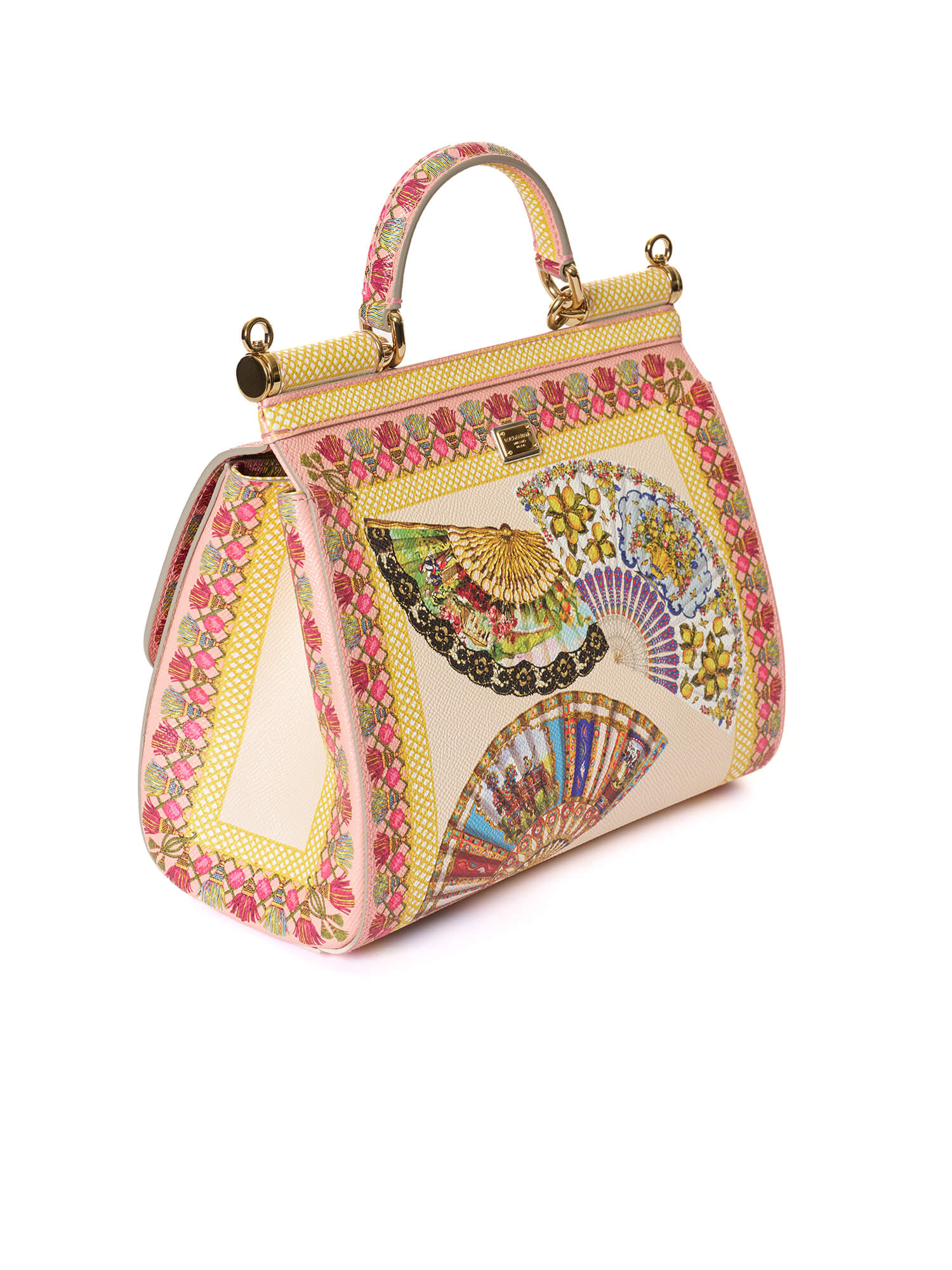 Dolce & Gabbana Zucca Print Shimmer Canvas Mia Large Shoulder Bag