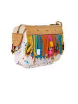Louis Vuitton Limited Edition Monogram Multicolor Fringe Pochette White
