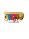 Louis Vuitton Limited Edition Monogram Multicolor Fringe Pochette White