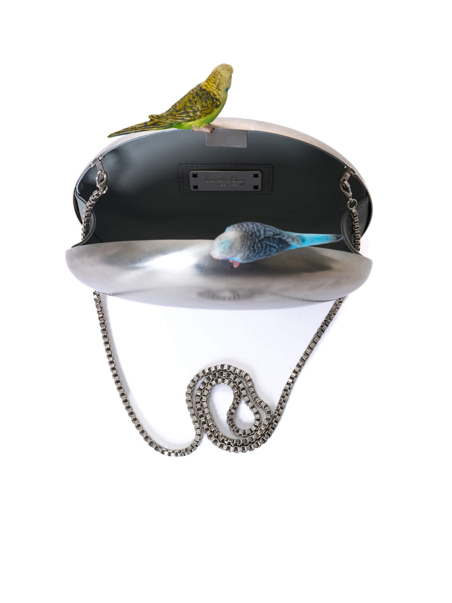 Sarah’s Bag Silver - Birds Metal Clutch