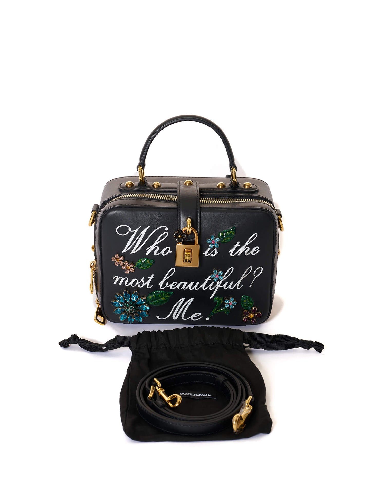 Dolce & Gabbana embellished printed leather shoulder bag