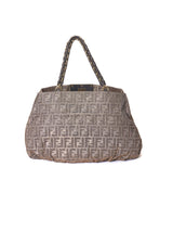 Fendi Gold/Brown Zucca Print Shimmer Canvas Mia Large Shoulder Bag