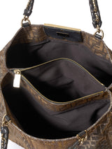 Fendi Gold/Brown Zucca Print Shimmer Canvas Mia Large Shoulder Bag