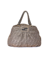 Fendi Gold/Brown Zucca Print Shimmer Canvas Mia Large Shoulder Bag