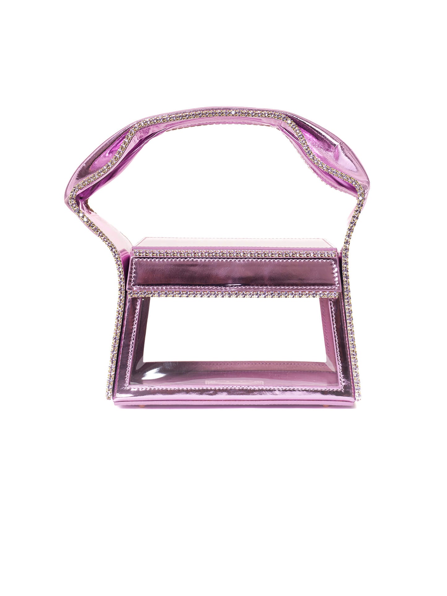 AREA Metallic Lilac Crystal Trimmed Transparent Box Bag