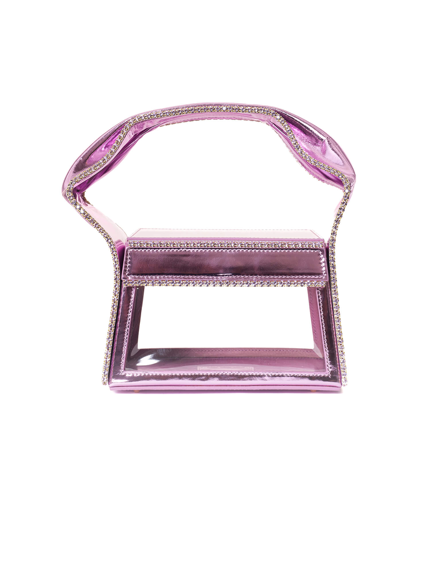 AREA Metallic Lilac Crystal Trimmed Transparent Box Bag