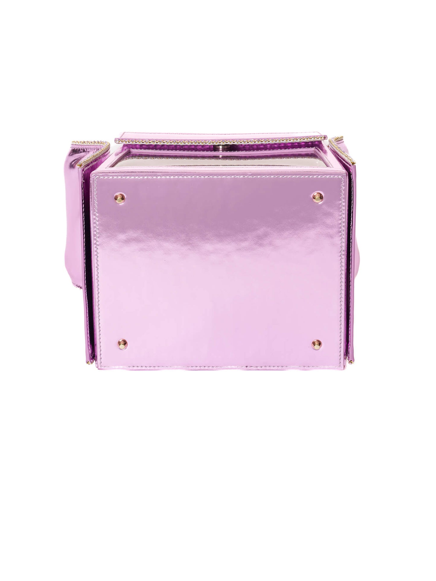 AREA Metallic Lilac Crystal Trimmed Transparent Box Bag