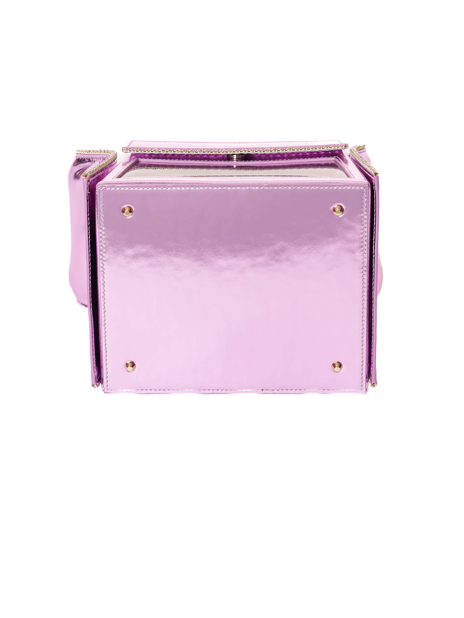 AREA Metallic Lilac Crystal Trimmed Transparent Box Bag