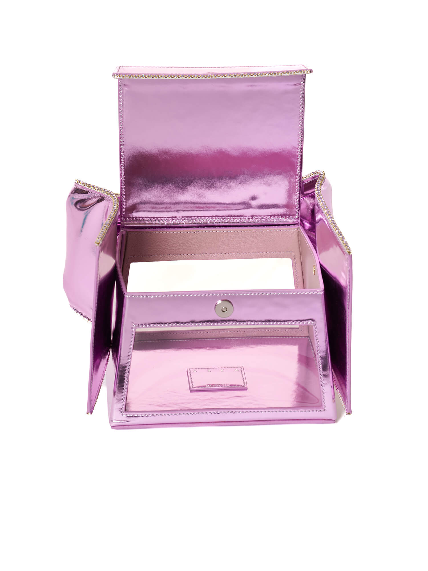 AREA Metallic Lilac Crystal Trimmed Transparent Box Bag