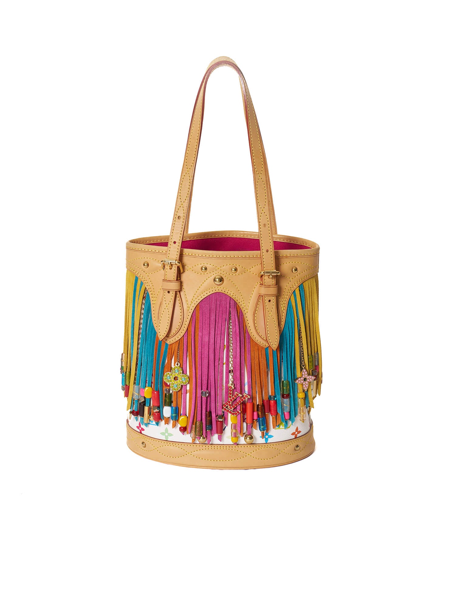 Louis Vuitton Limited Edition Takashi Murakami Fringe Monogram Multicolour Bucket Bag