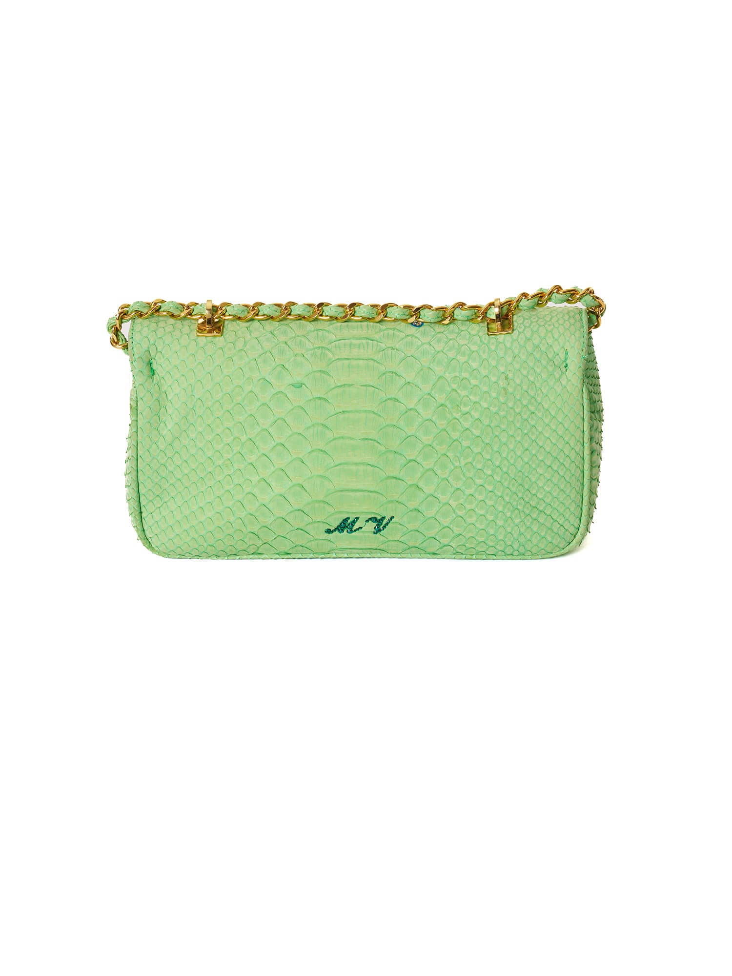 Mauro Volponi Butterfly Crystal-Appliqué Python Flap Bag