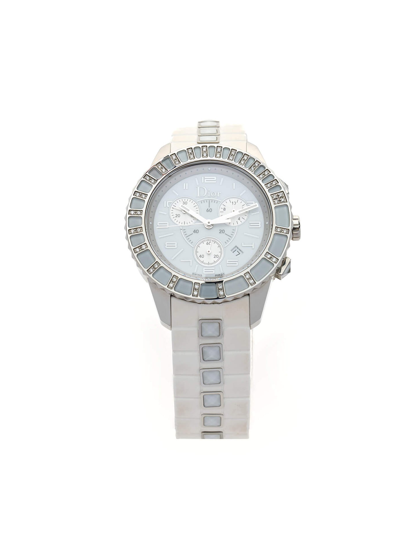 Dior White Stainless Steel Christal CD114311 Women's Wristwatch 38 mm