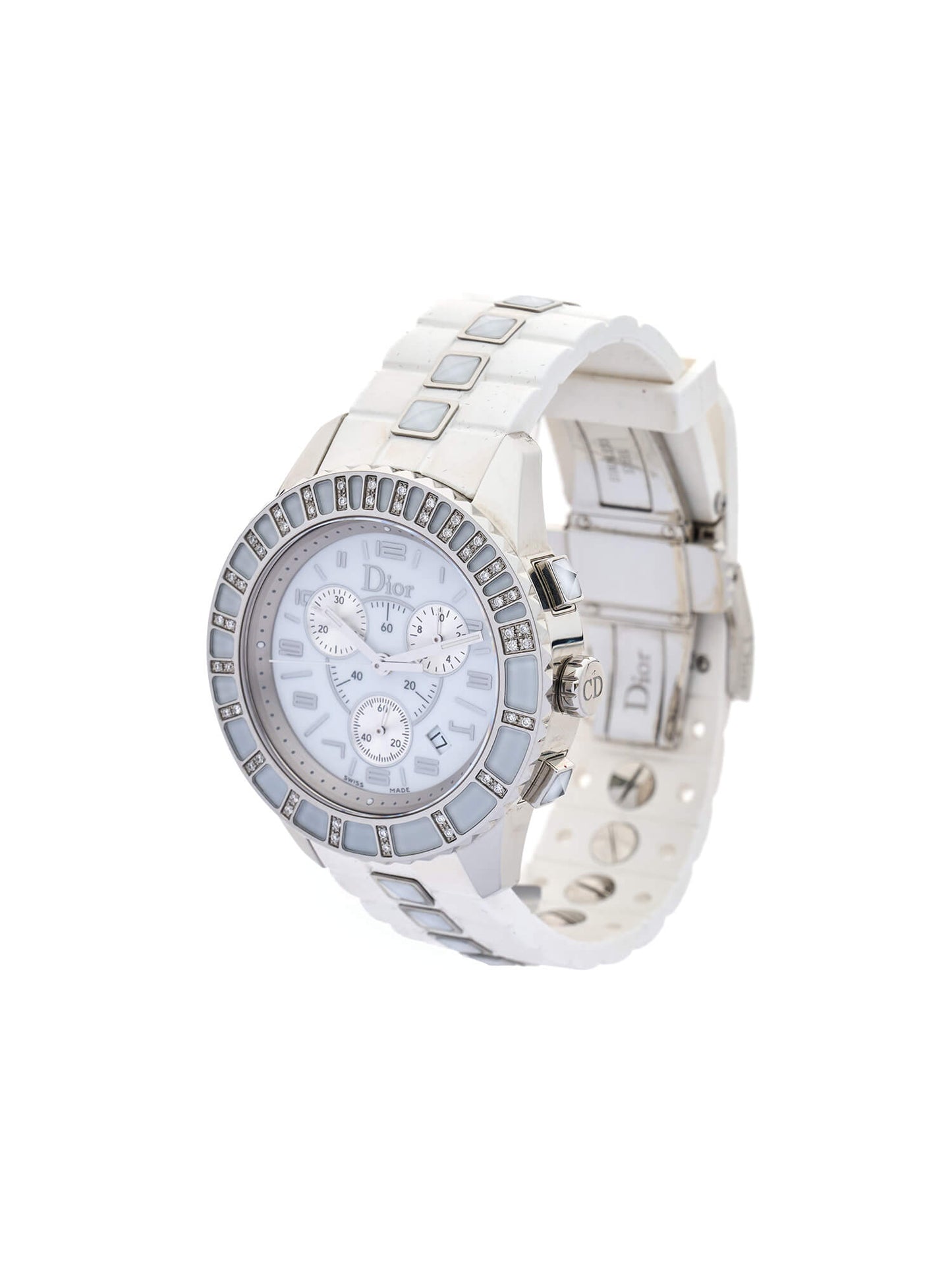 Dior White Stainless Steel Christal CD114311 Women's Wristwatch 38 mm