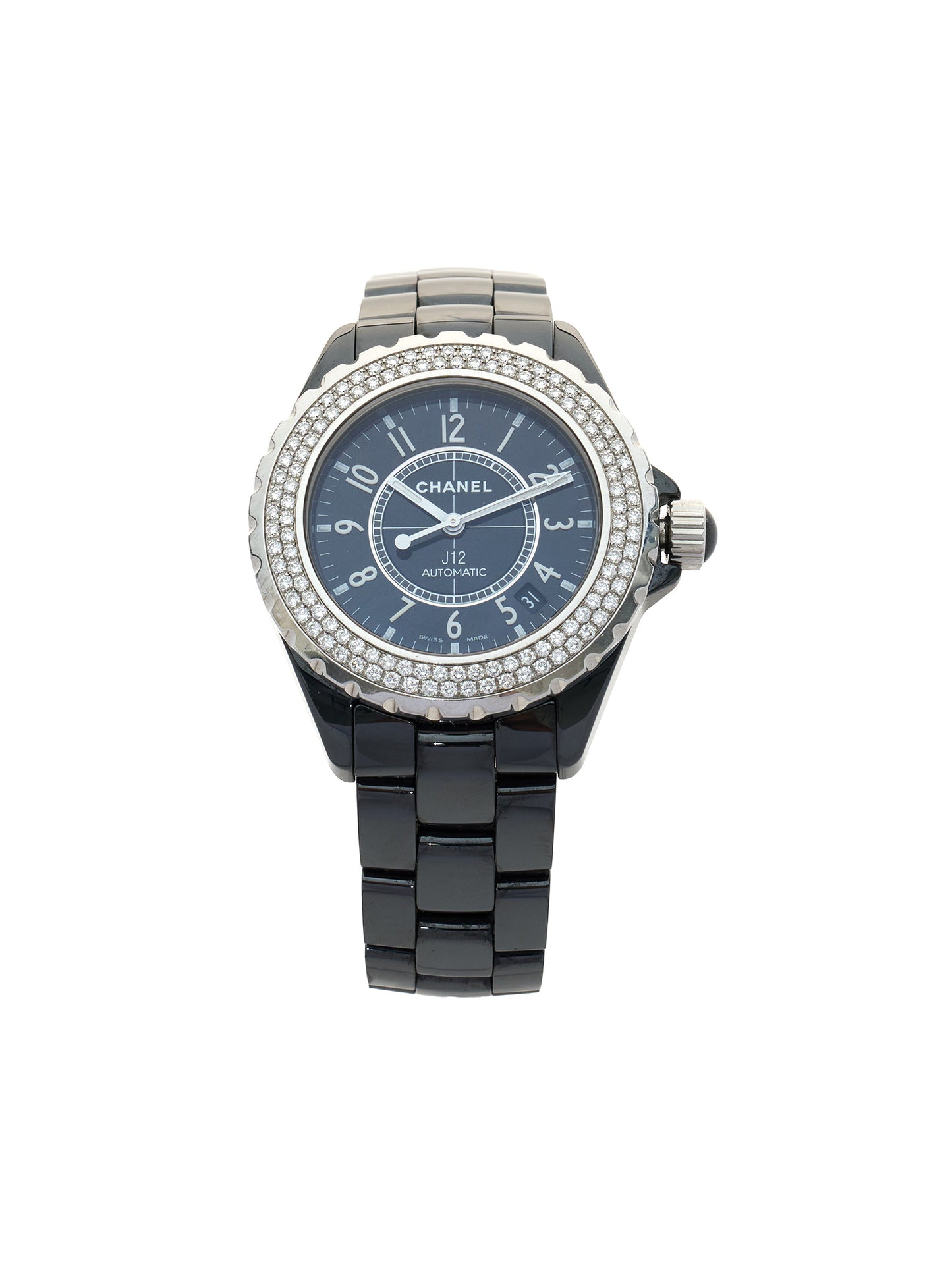 Chanel J12 Black Ceramic & Diamond Bezel Watch