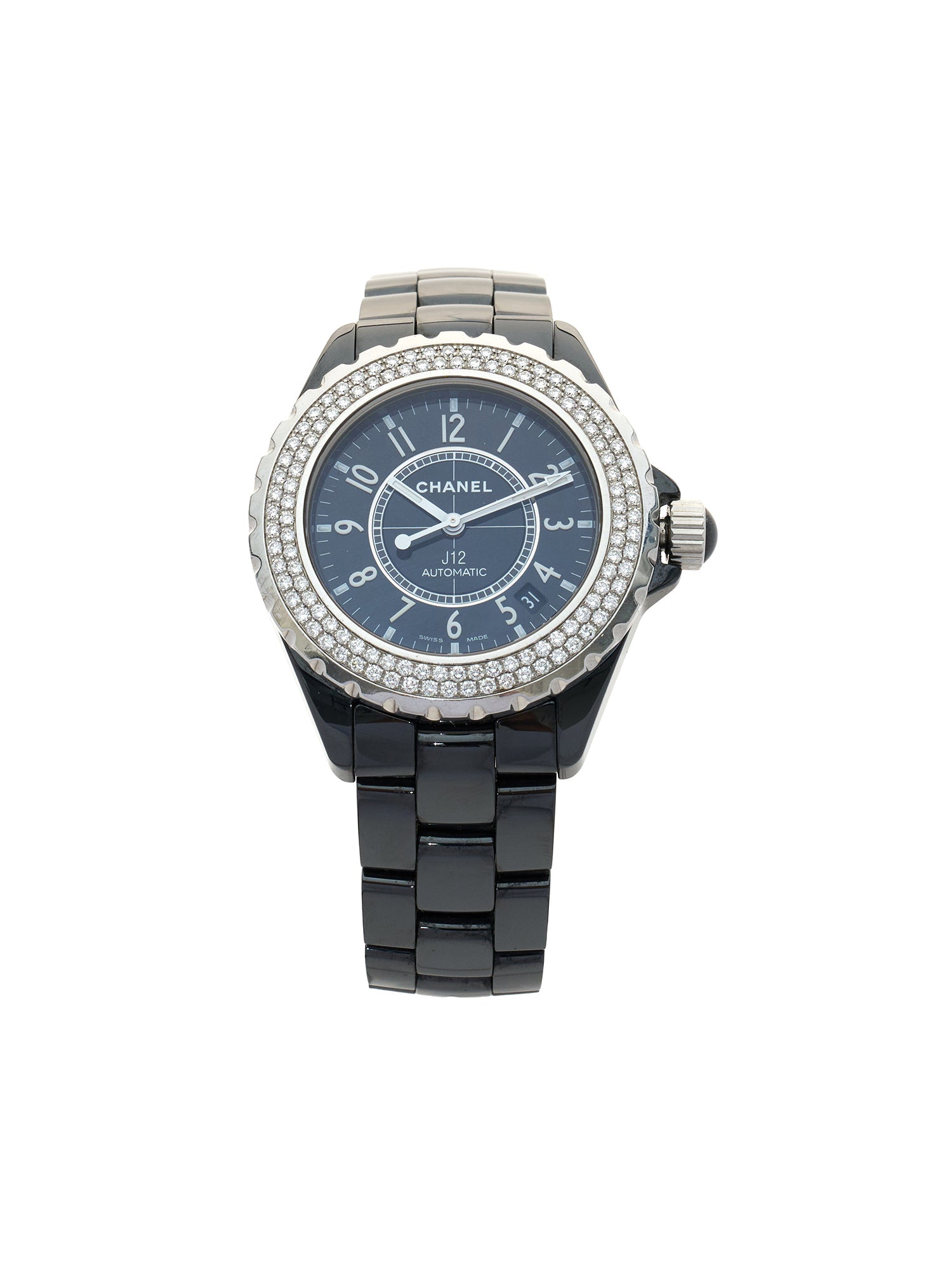 Chanel J12 Black Ceramic & Diamond Bezel Watch