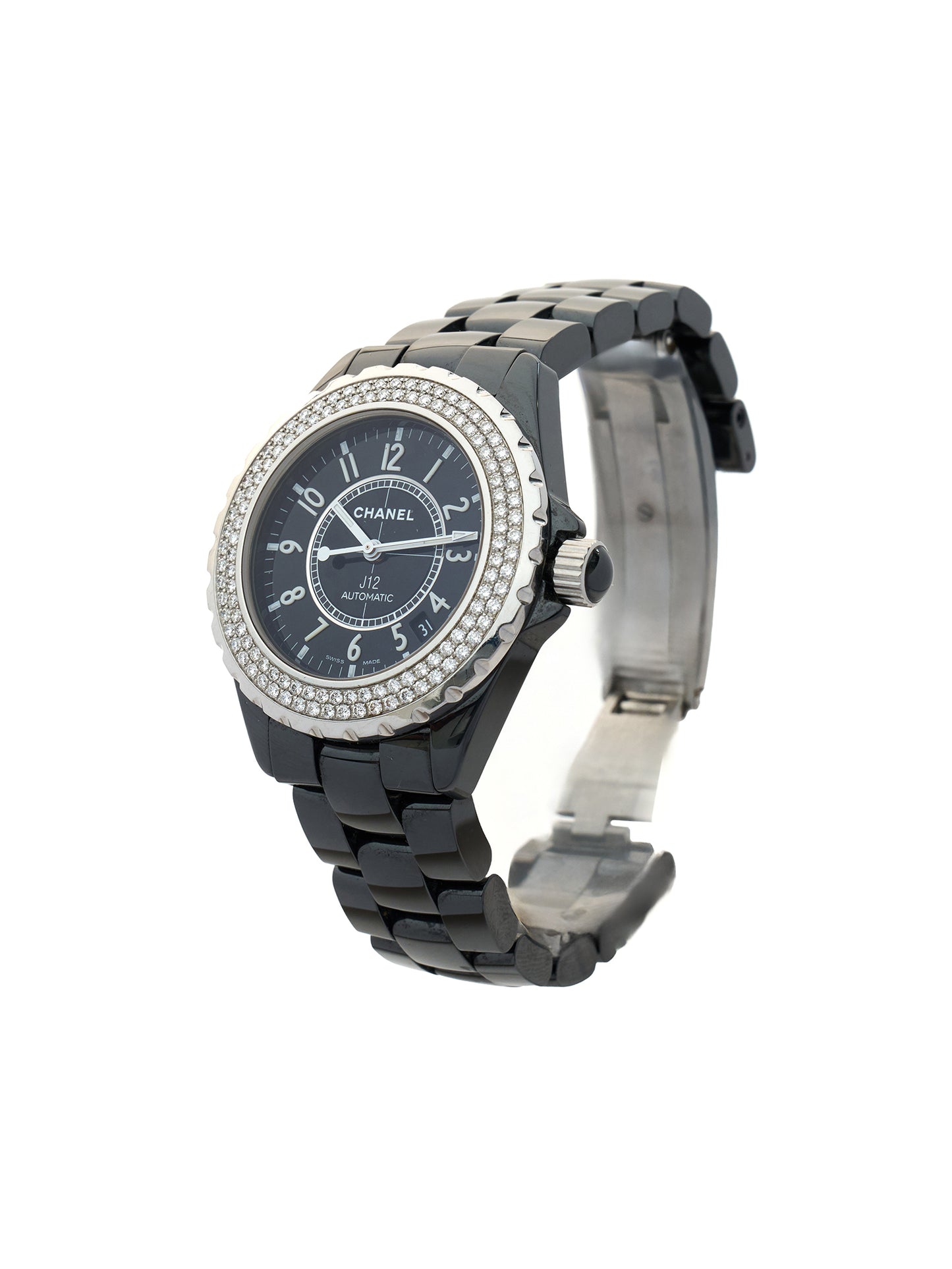 Chanel J12 Black Ceramic & Diamond Bezel Watch
