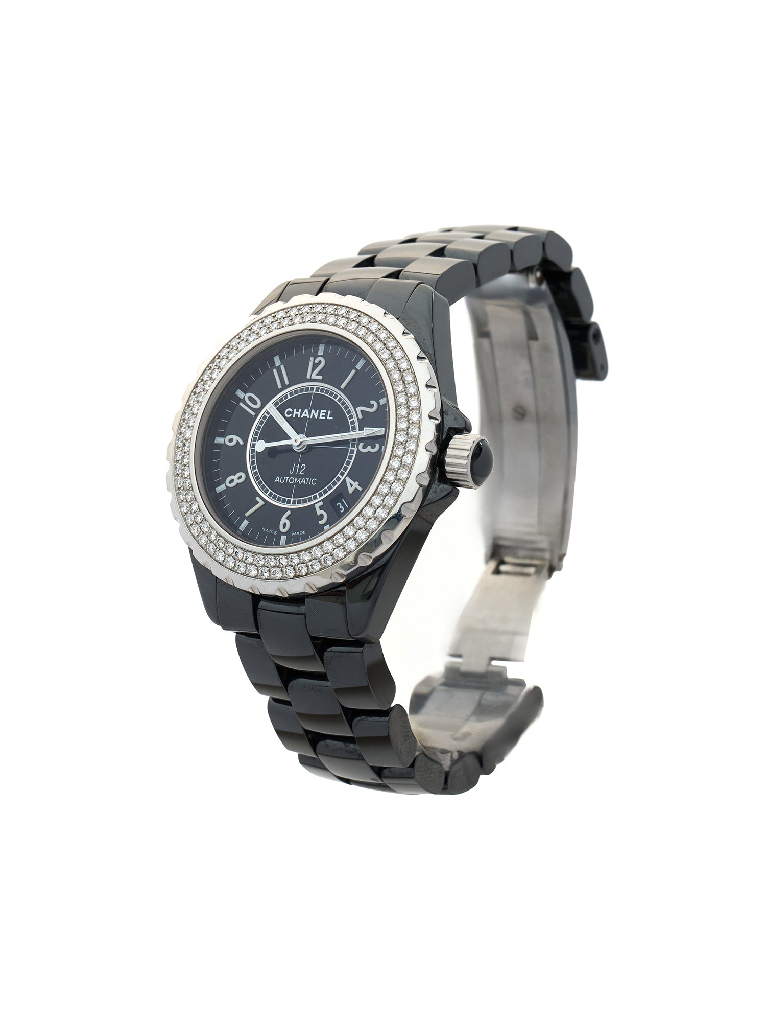 Chanel J12 Black Ceramic & Diamond Bezel Watch