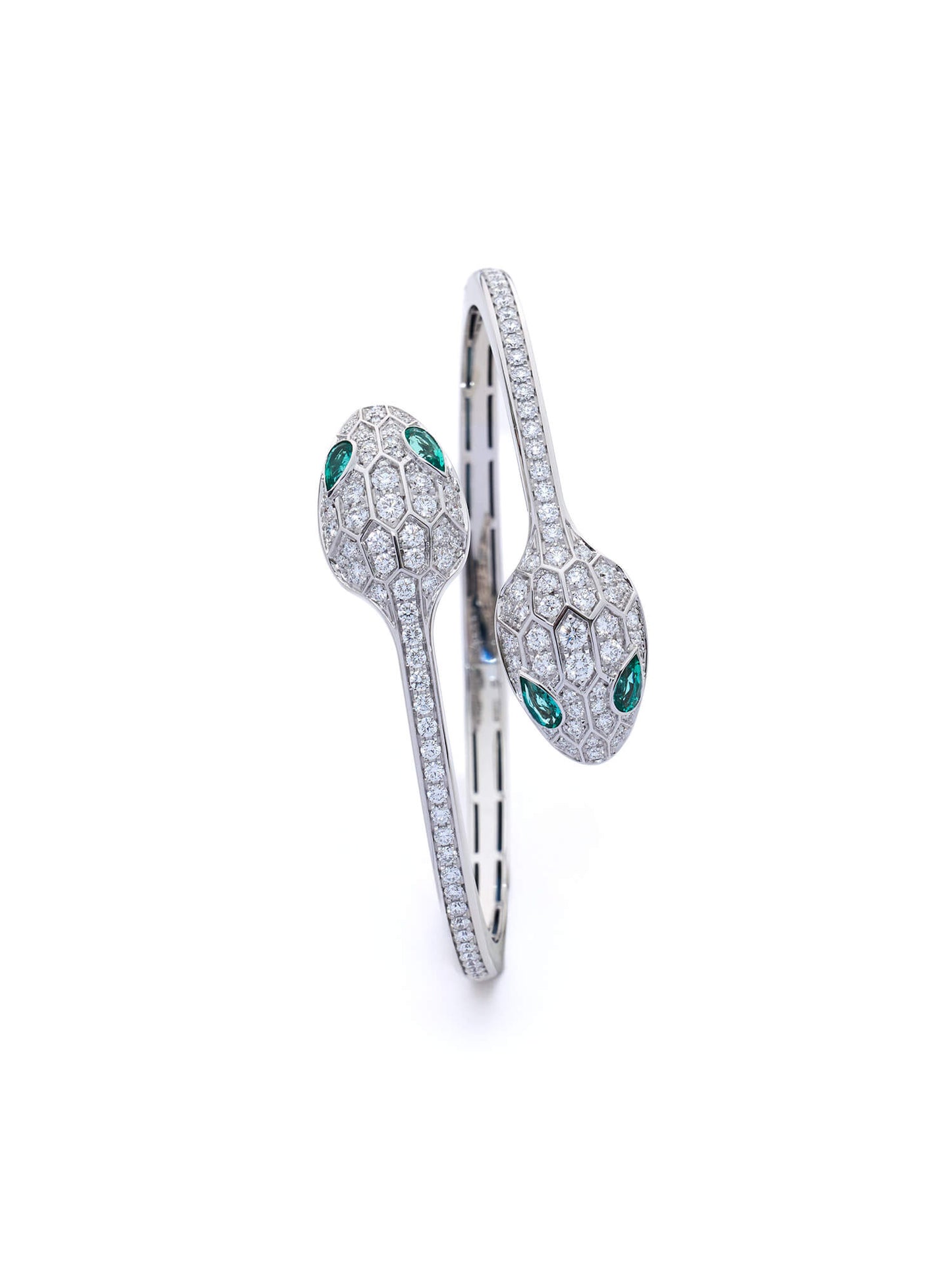 Bulgari Serpenti Seduttori Emerald & Diamond Bracelet in White Gold