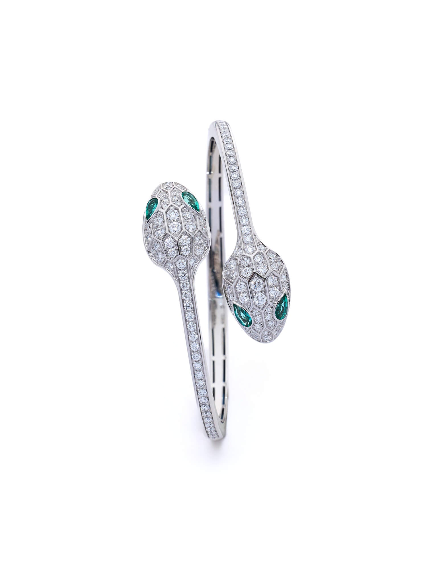 Bulgari Serpenti Seduttori Emerald & Diamond Bracelet in White Gold