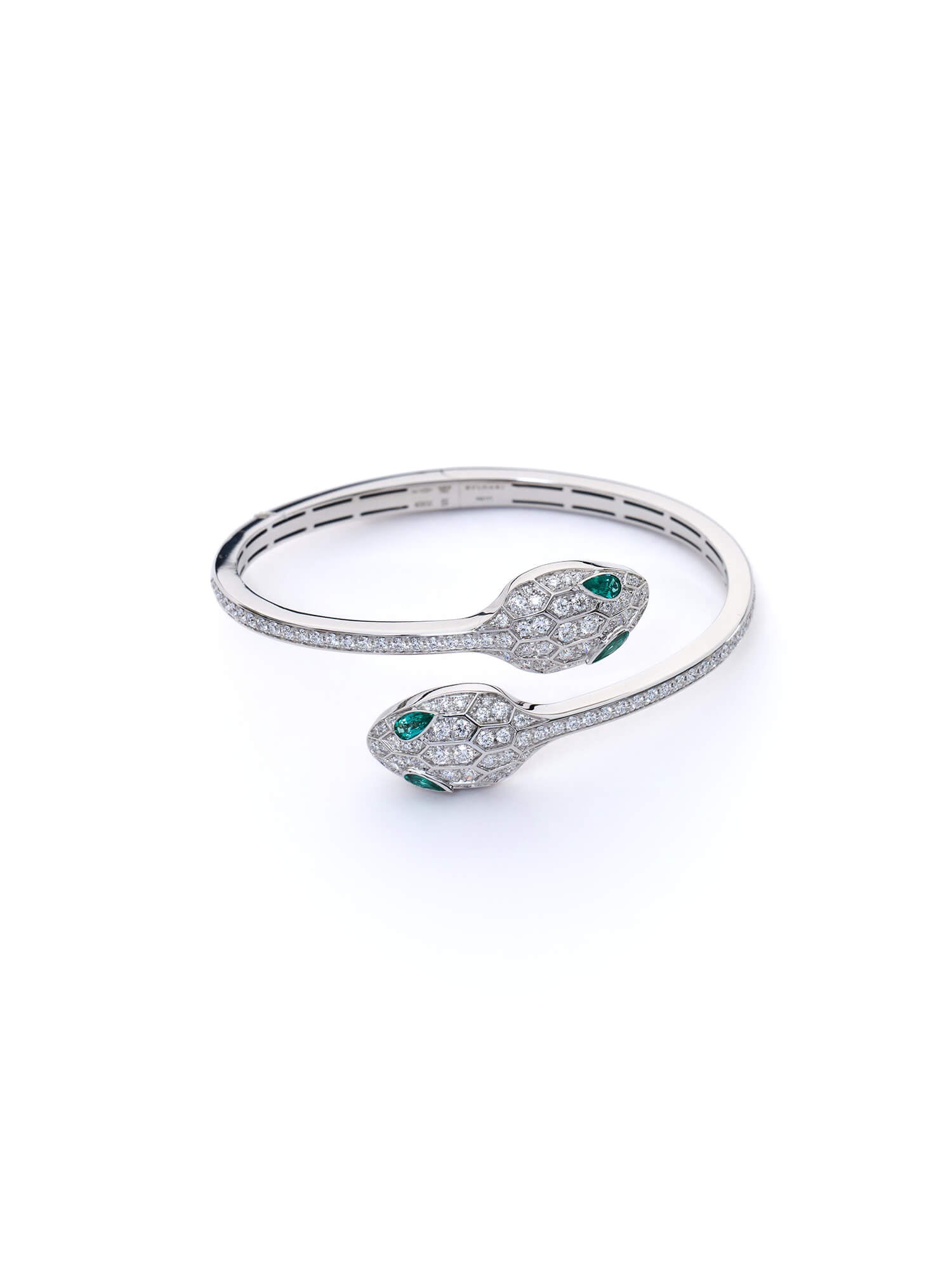 Bulgari Serpenti Seduttori Emerald & Diamond Bracelet in White Gold