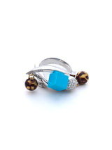 B Blue white Dice Ring