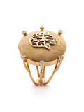 Radiant Hamsa Sun Disc Diamond Ring