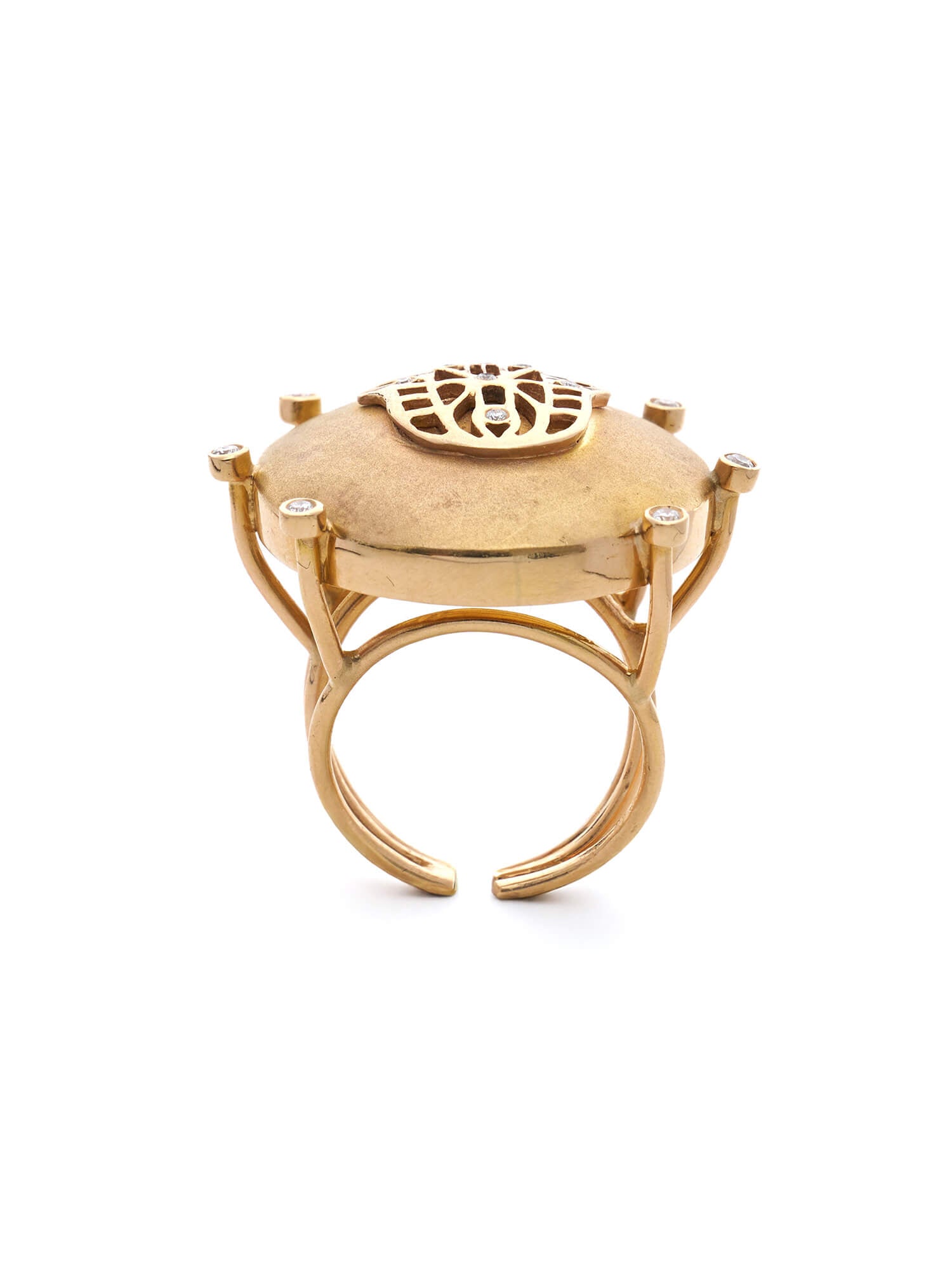 Radiant Hamsa Sun Disc Diamond Ring