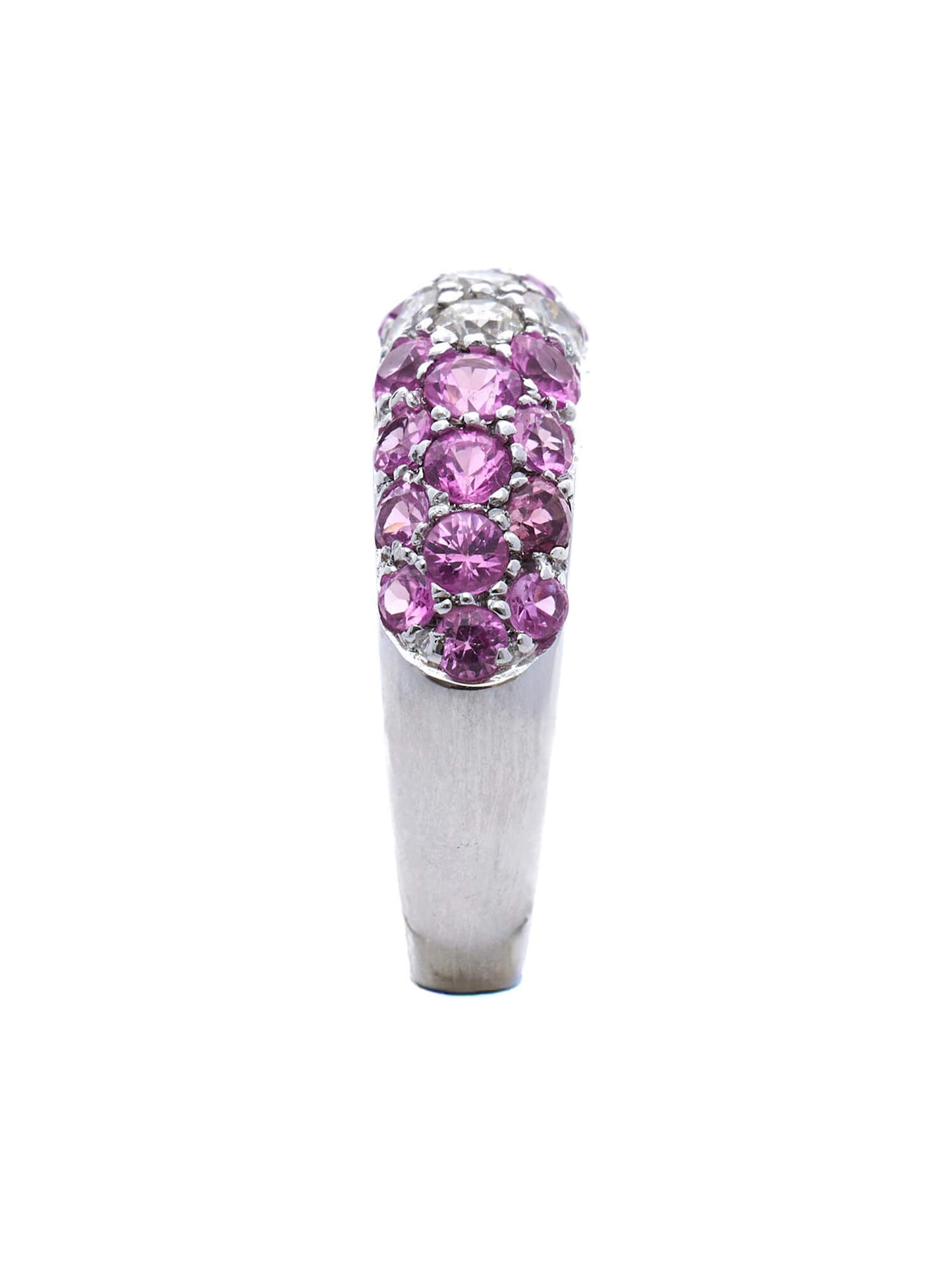 Pink Sapphire Crescent Domed Ring