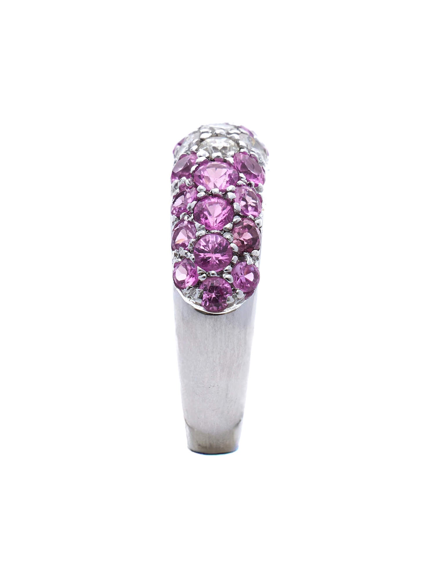 Pink Sapphire Crescent Domed Ring