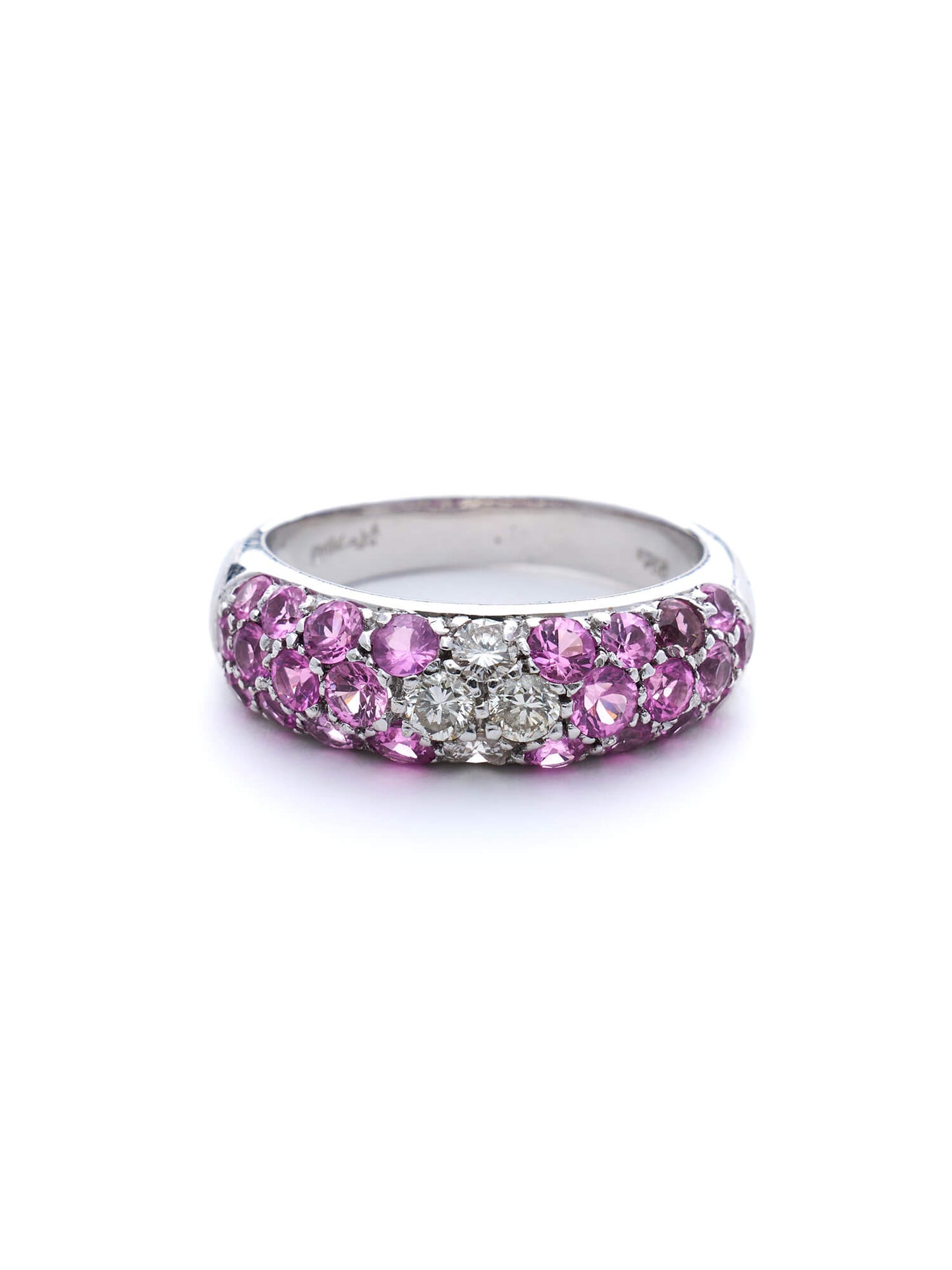 Pink Sapphire Crescent Domed Ring
