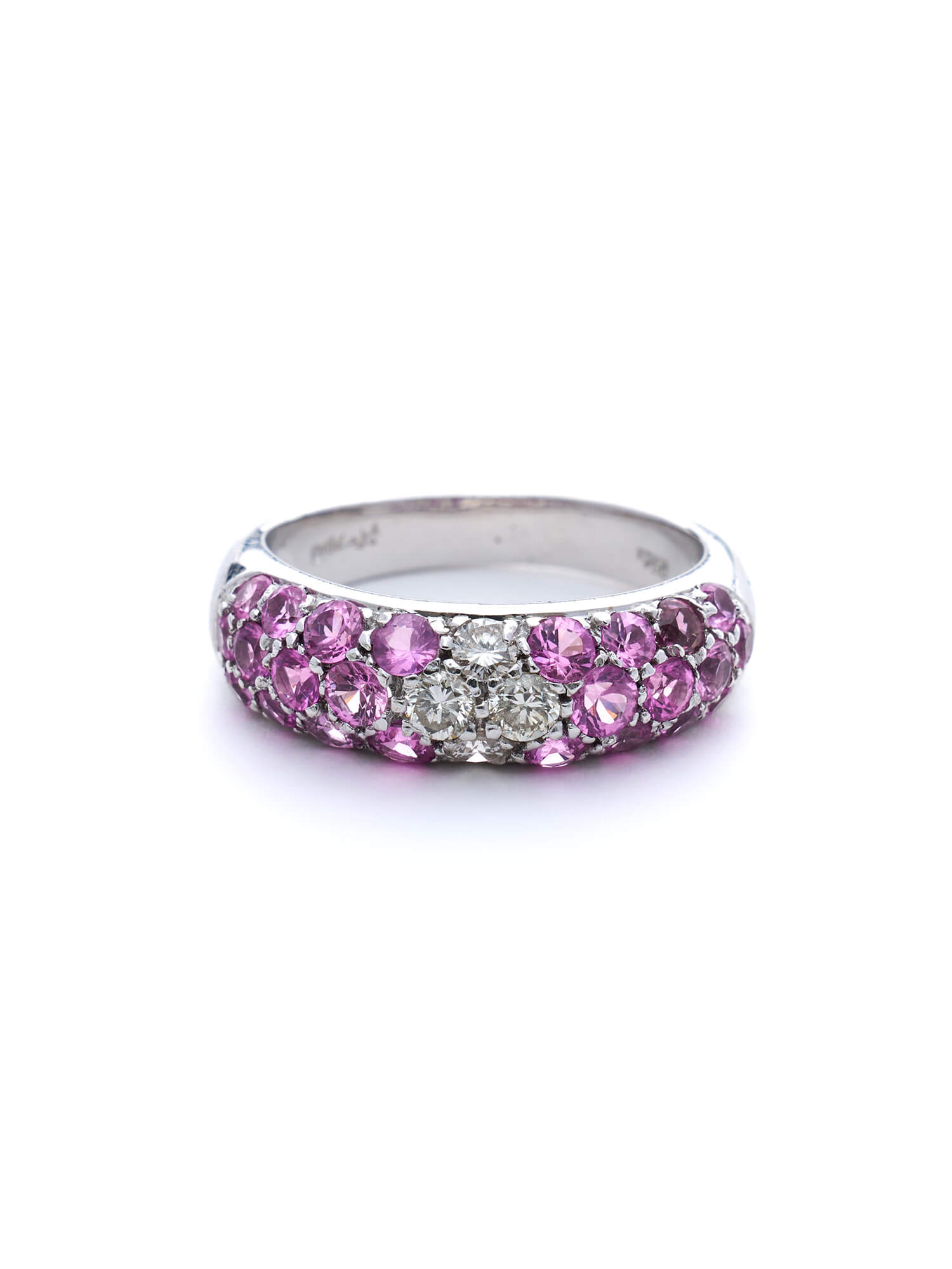 Pink Sapphire Crescent Domed Ring