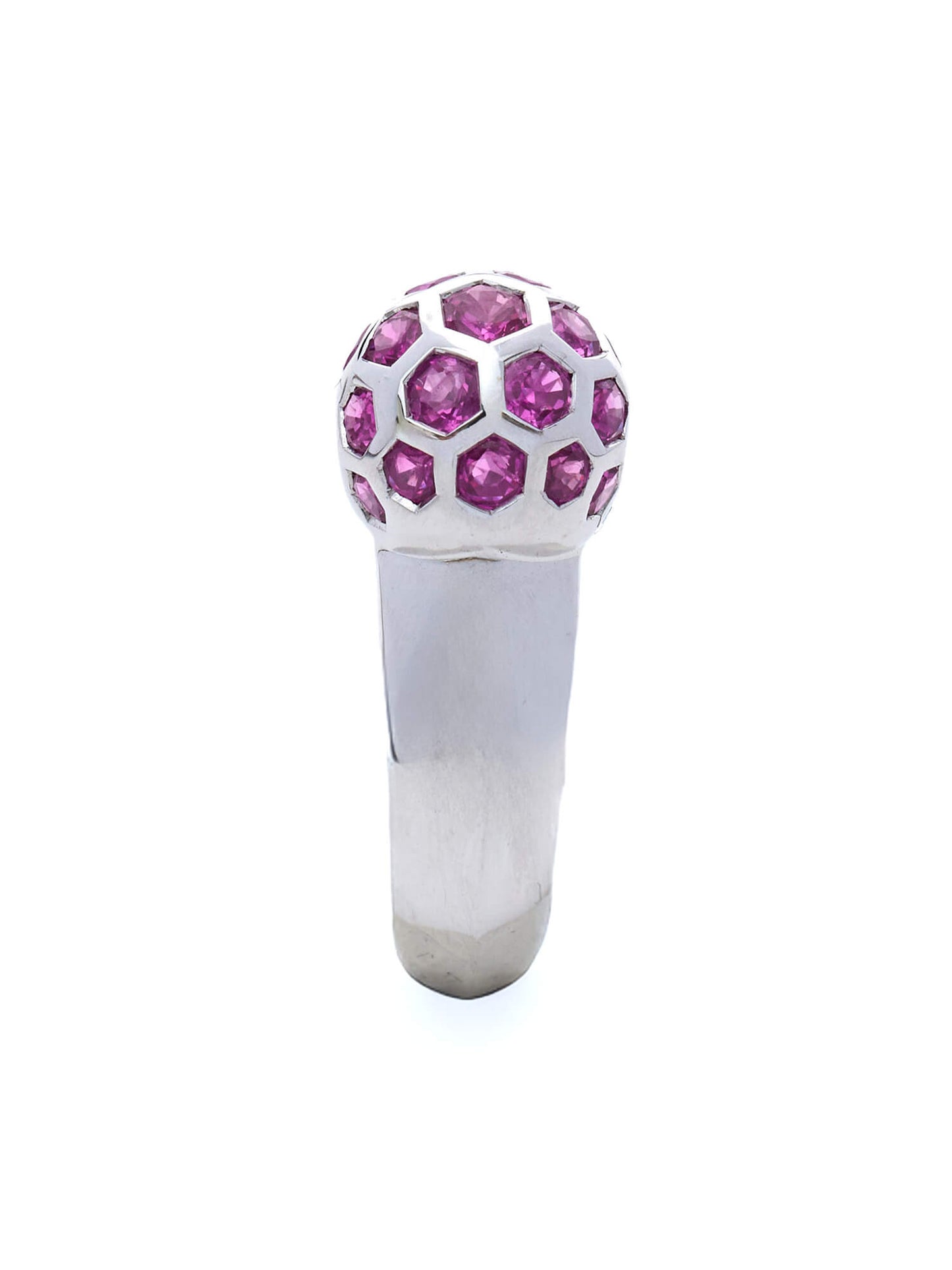 Pink Sapphire Dome Ring in 18K White Gold