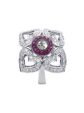Mouawad Pink Sapphire & Diamond Heart Ring in 18K White Gold