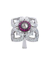 Mouawad Pink Sapphire & Diamond Heart Ring in 18K White Gold